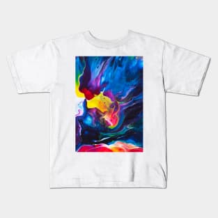 Yellow Sun Flare (acrylic Dutch pour) Kids T-Shirt